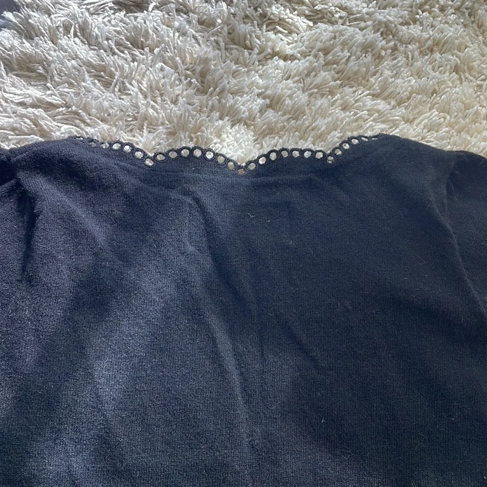 BY MALENE BIRGER | Black Eyelet Knit Cardigan Top - Picture 8 of 10